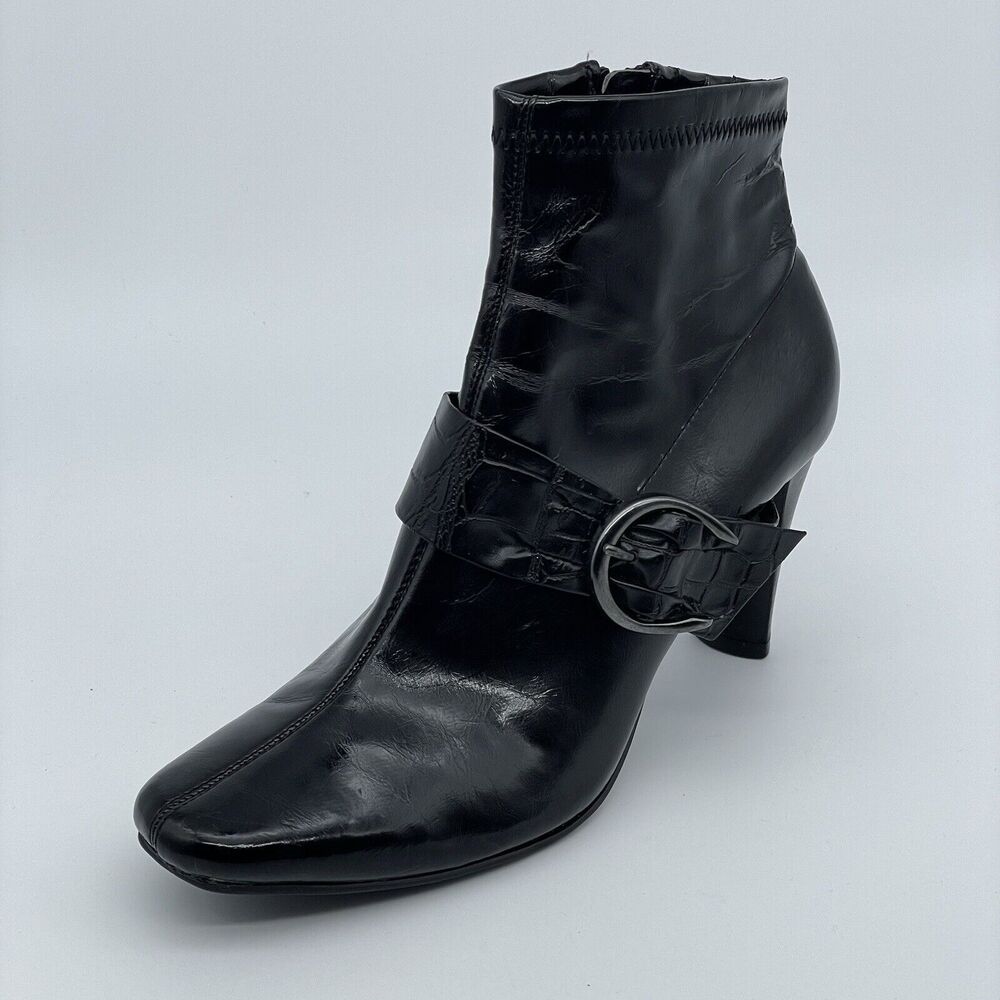 Etienne Aigner Barley 3 inch Heel Ankle Boots Women’s Size 8M Black With Buckle
